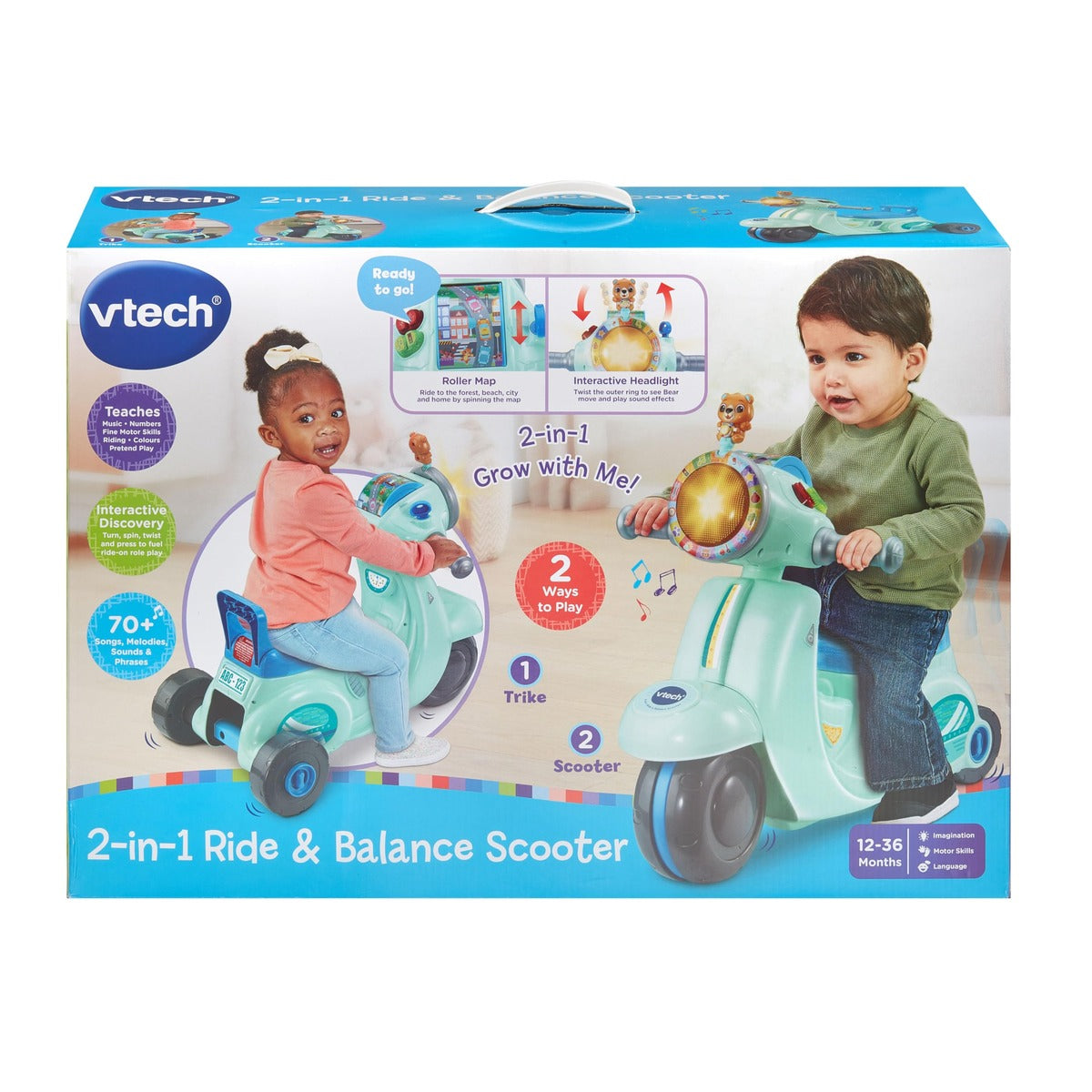 VTech Baby 2-in-1 Ride & Balance Scooter, Blue