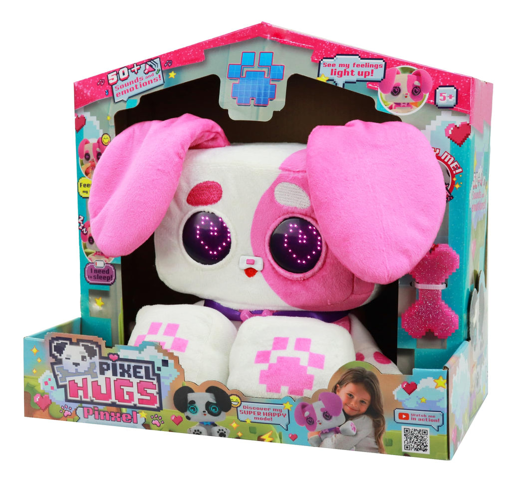PIXEL HUGS Interactive Plush Puppy in Pink