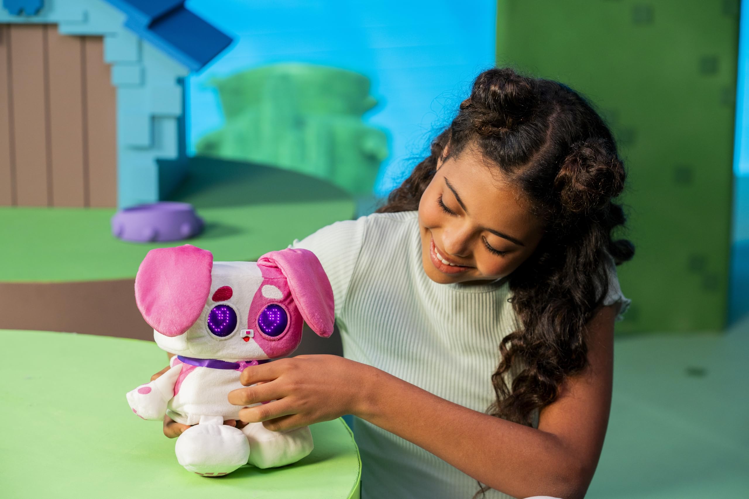 PIXEL HUGS Interactive Plush Puppy in Pink