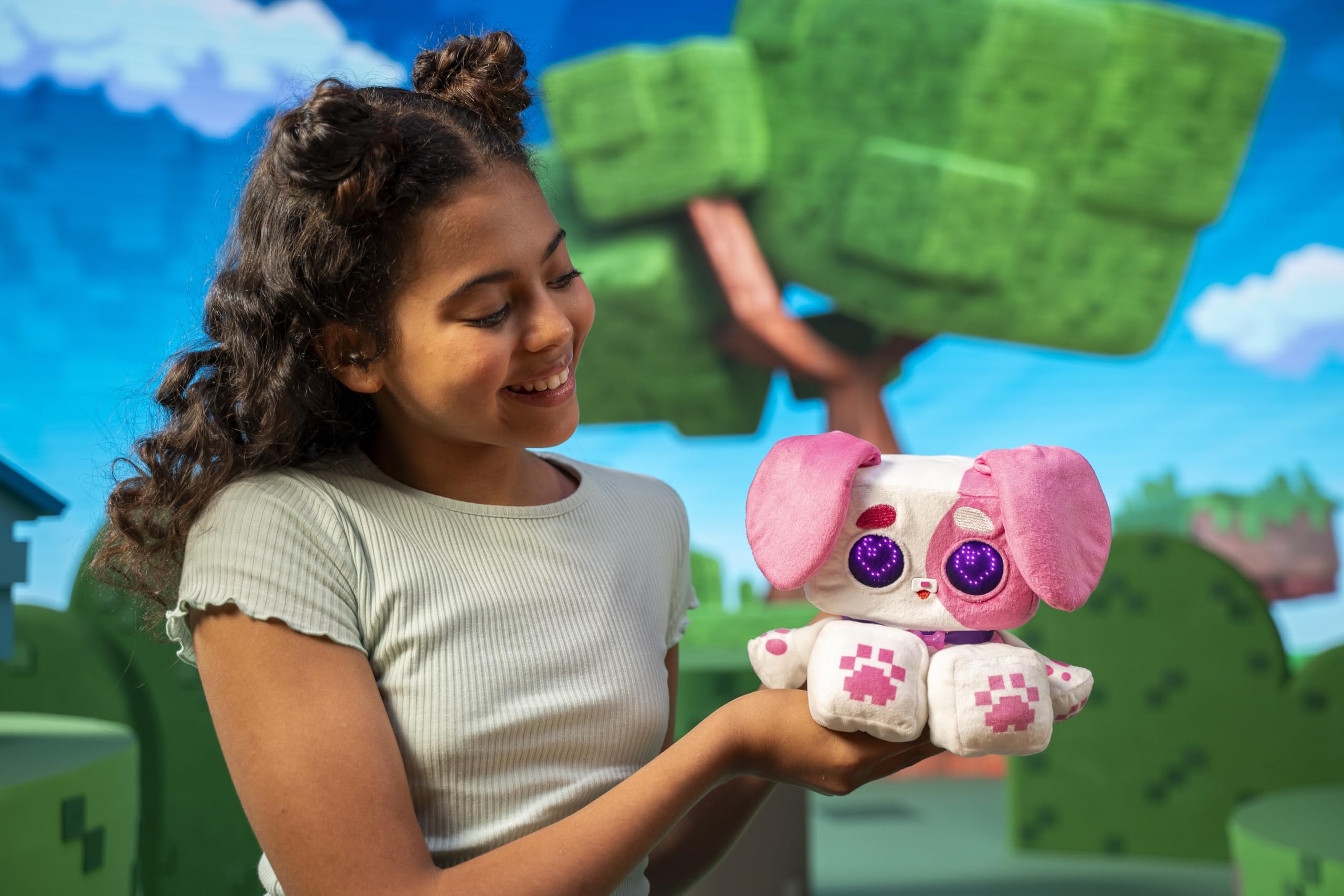 PIXEL HUGS Interactive Plush Puppy in Pink