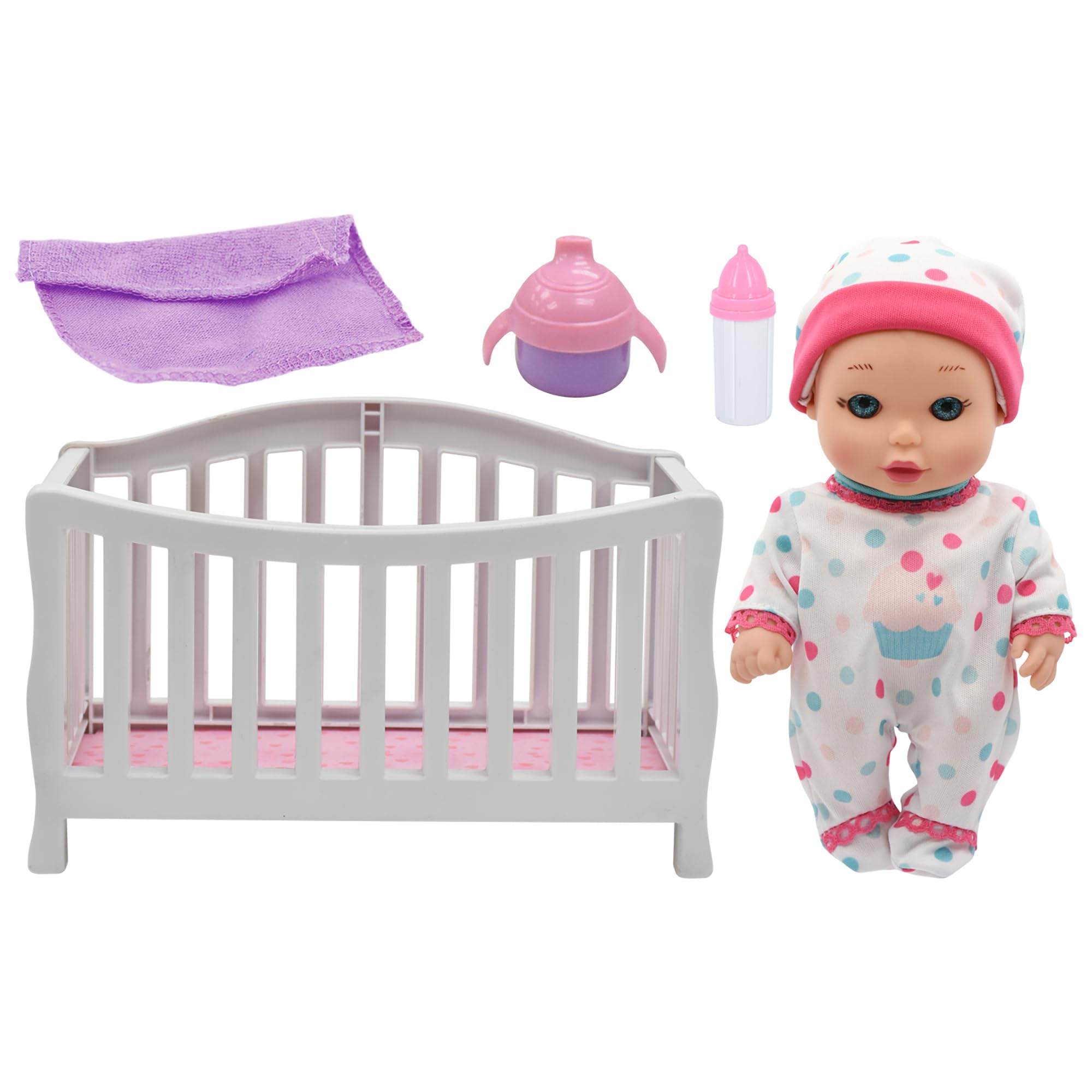 Baby Maziuna Magic Nursery: Doll In Crib - 8" Baby Doll Playset - New Adventures, Children's Pretend Play, Ages 2+