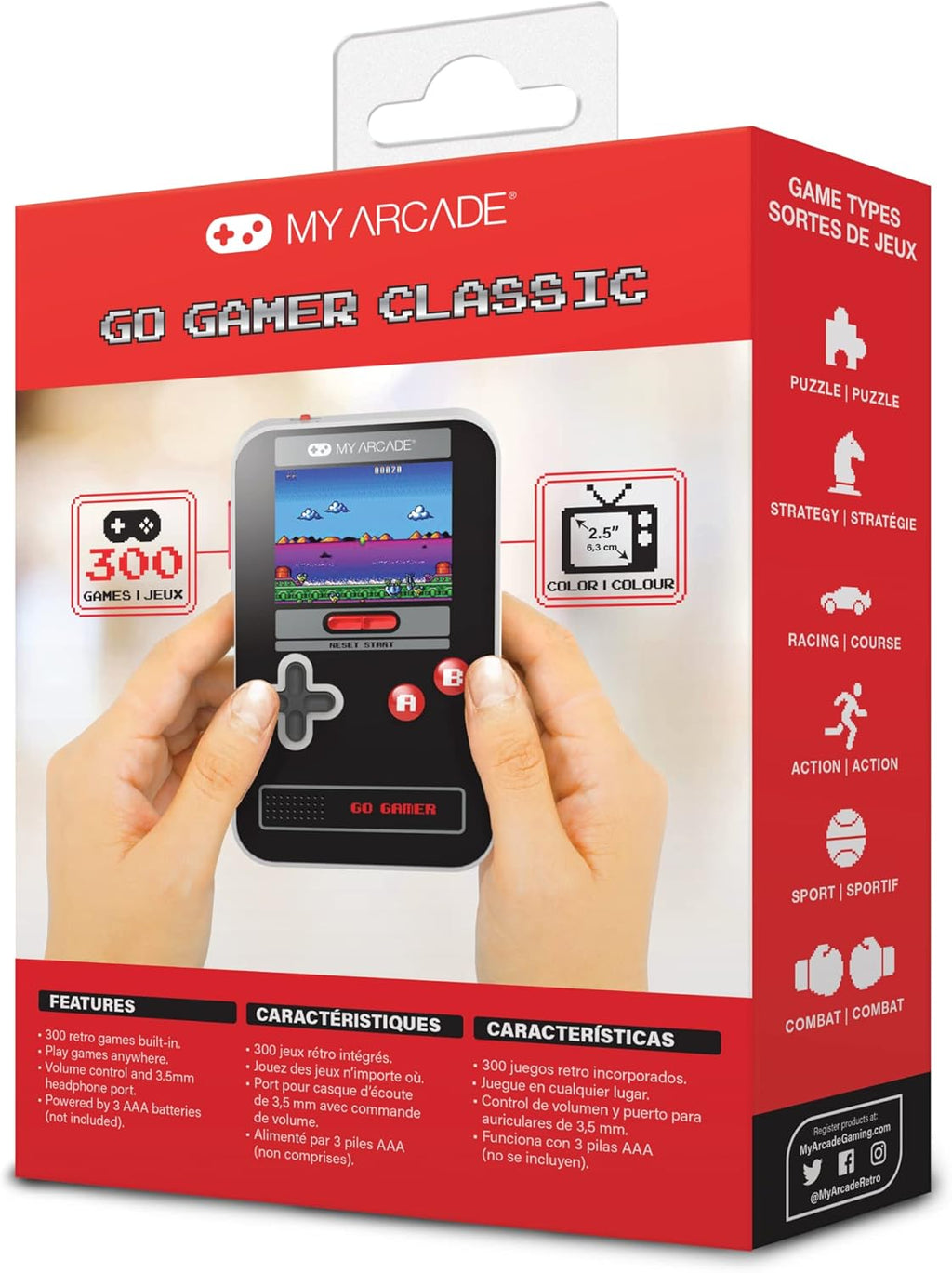 My Arcade Go Gamer Classic-RED: Portable Electronic Game Console with