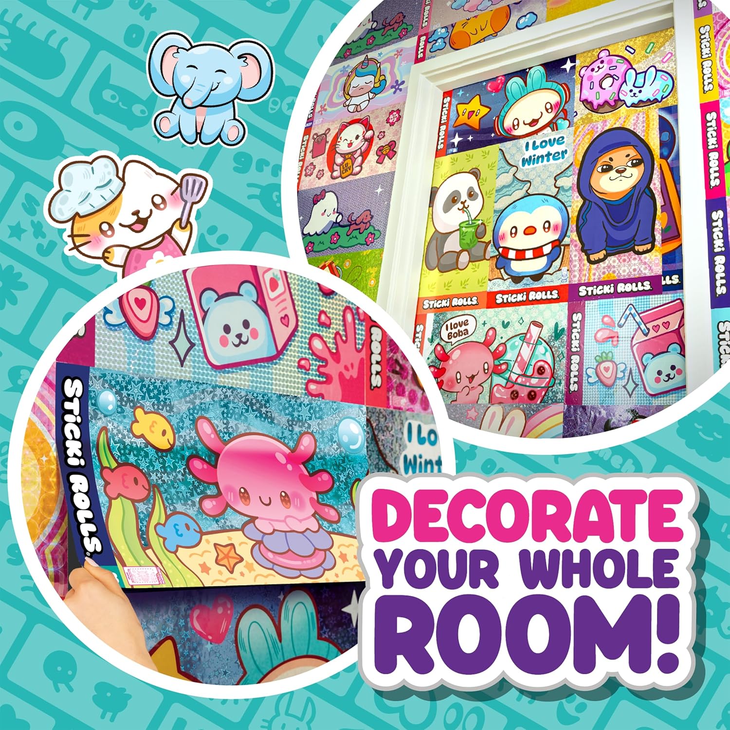 Sticki Rolls Jumbo Stickies, Giant Re-Stickable Foil Stickers