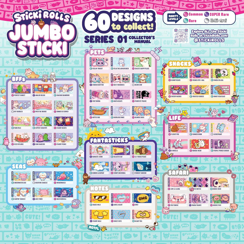 Sticki Rolls Jumbo Stickies, Giant Re-Stickable Foil Stickers