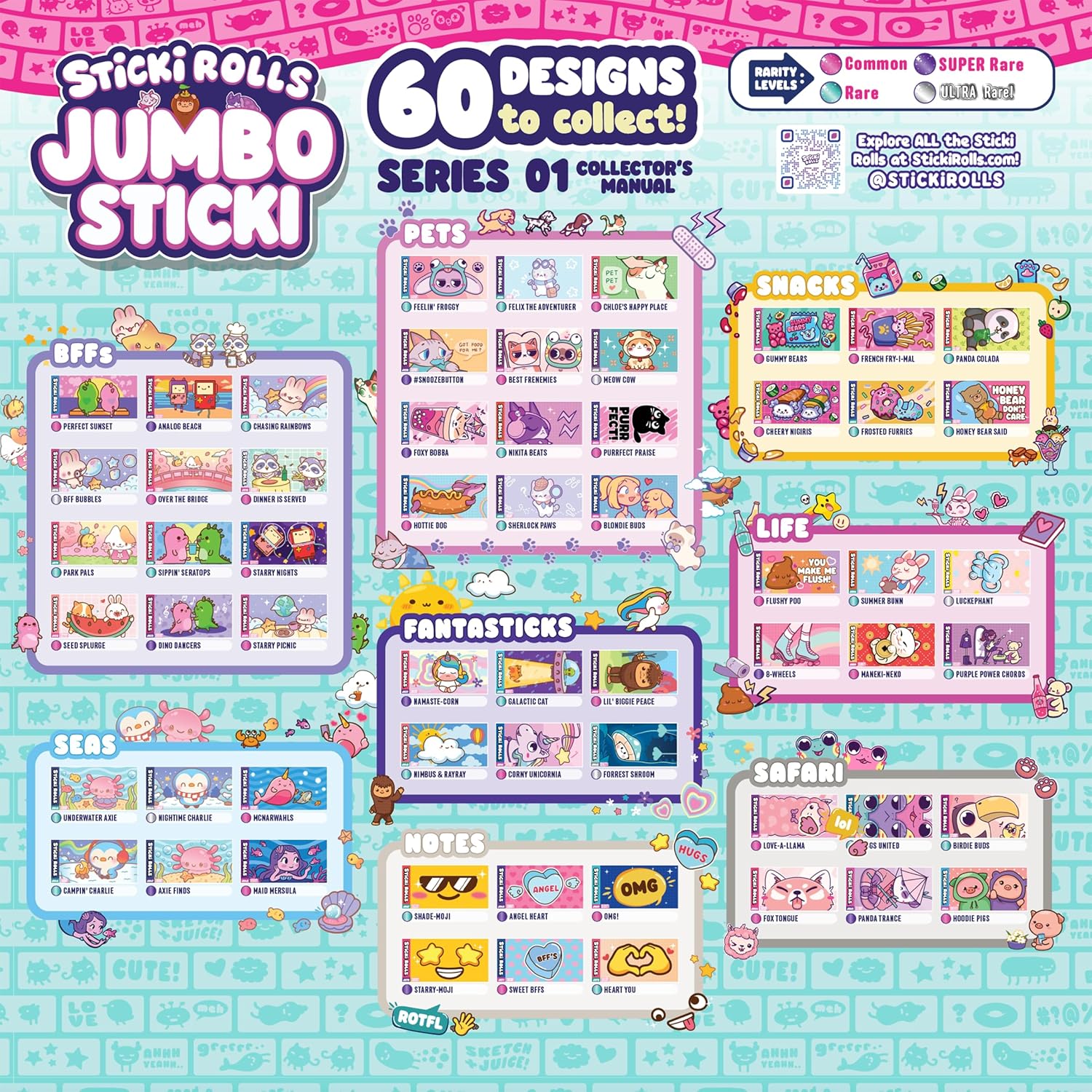 Sticki Rolls Jumbo Stickies, Giant Re-Stickable Foil Stickers