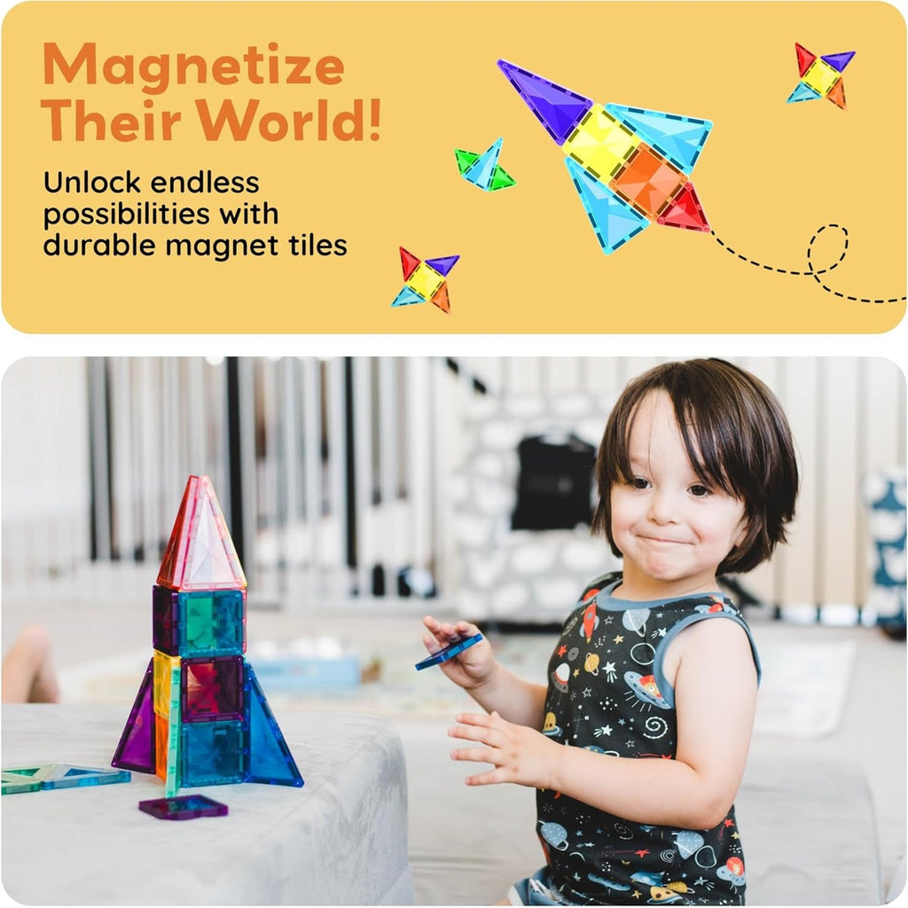 PicassoTiles 30pcs Mini Size Magnetic Tiles Sensory Magnet Toys Diamond