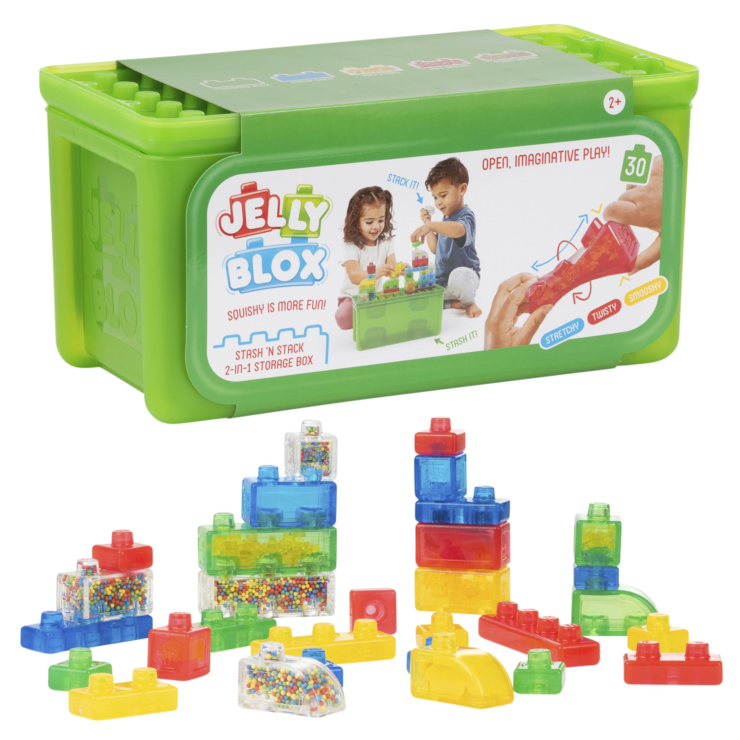 Jelly Blox Stash 'N Stack 2-in-1 Storage Case with 30 Blocks