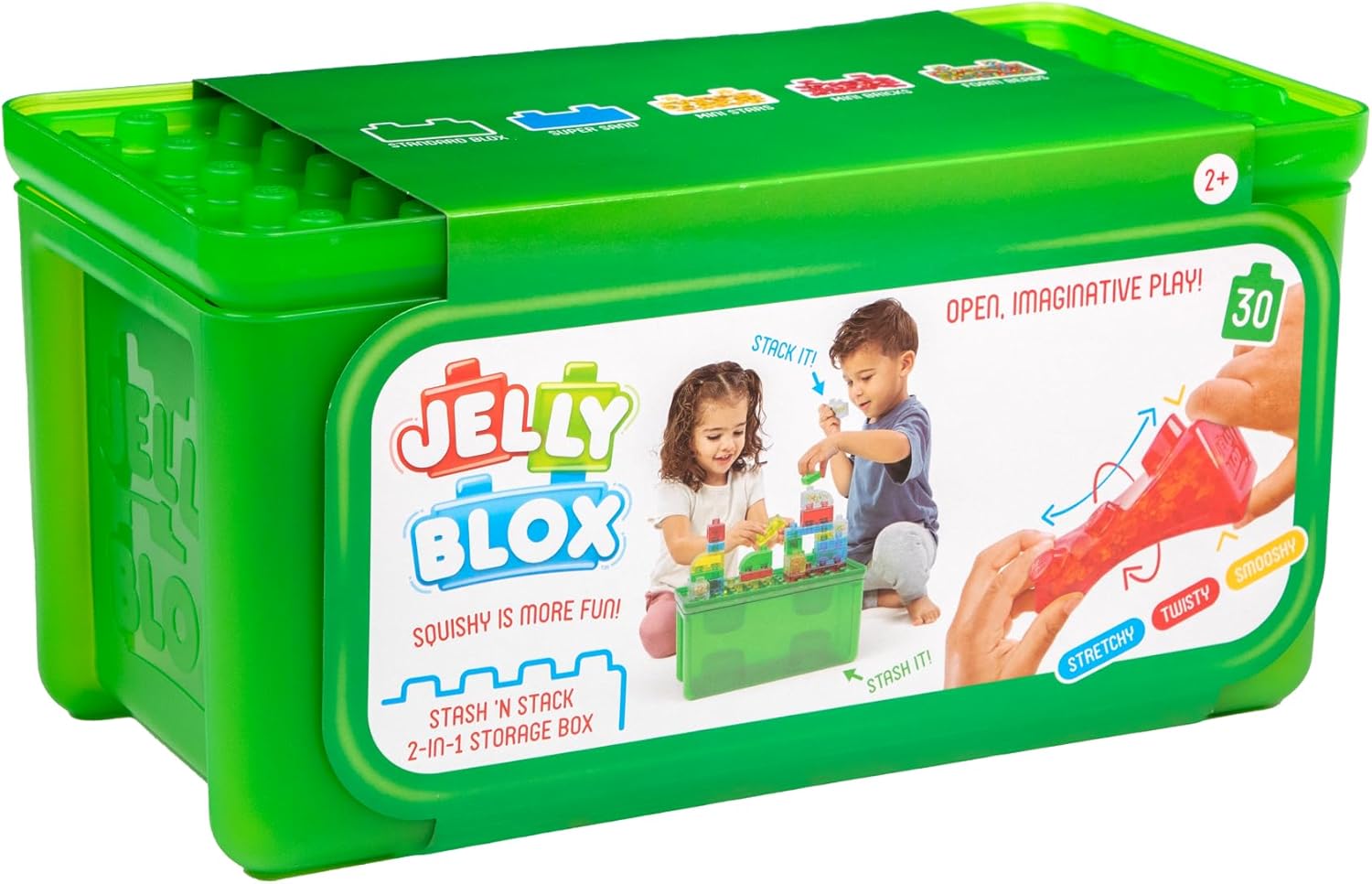Jelly Blox Stash 'N Stack 2-in-1 Storage Case with 30 Blocks