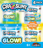 Cra-Z-Slimy Glow! 4 Pack Multicolor Premade Slime Set – Comes with 3 Slime Colors and Add-Ins, Ages 6 and Up