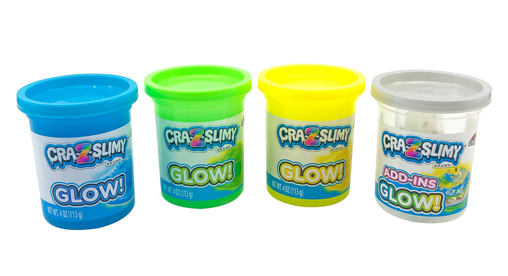 Cra-Z-Slimy Glow! 4 Pack Multicolor Premade Slime Set – Comes with 3 Slime Colors and Add-Ins, Ages 6 and Up