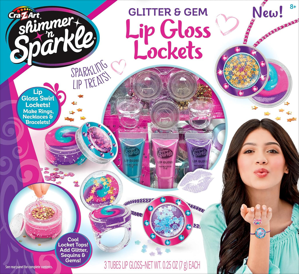 Shimmer 'n Sparkle Glitter & Gem Lip Gloss Lockets DIY Activity Set