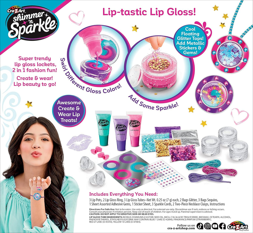Shimmer 'n Sparkle Glitter & Gem Lip Gloss Lockets DIY Activity Set