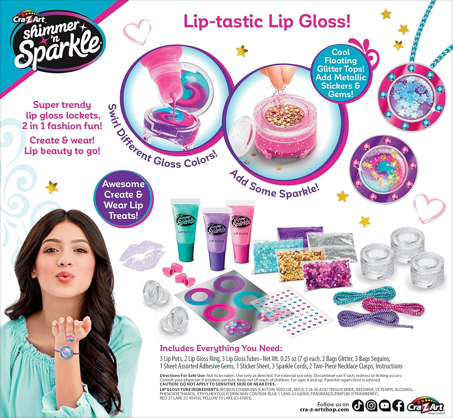 Shimmer 'n Sparkle Glitter & Gem Lip Gloss Lockets DIY Activity Set