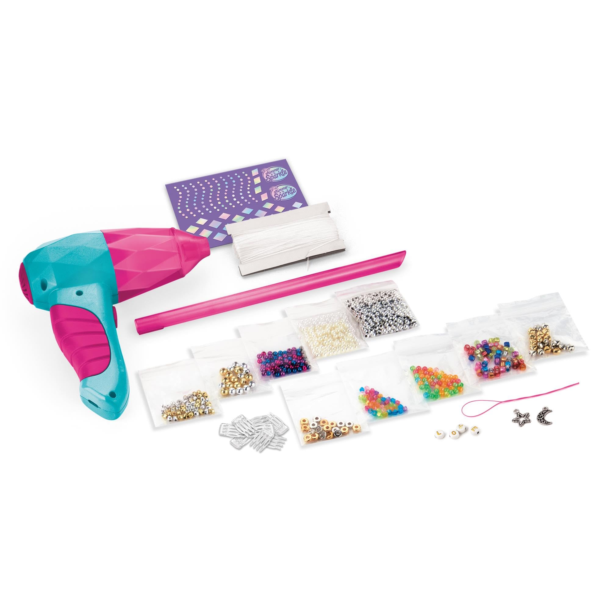 CRA-Z-ART 65609 Shimmer N Real Sparkling Air Styler Create Beaded gem Threads for Childrens Hair Present for Girls Aged 8 and