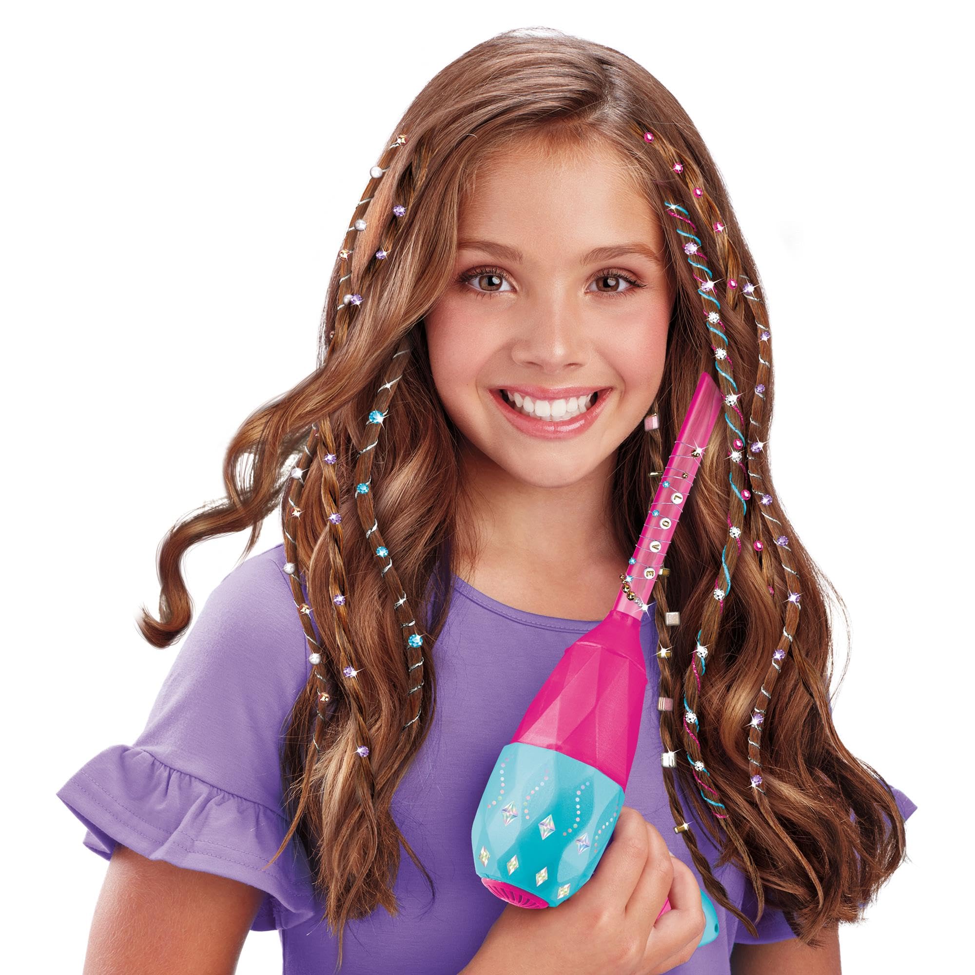 CRA-Z-ART 65609 Shimmer N Real Sparkling Air Styler Create Beaded gem Threads for Childrens Hair Present for Girls Aged 8 and