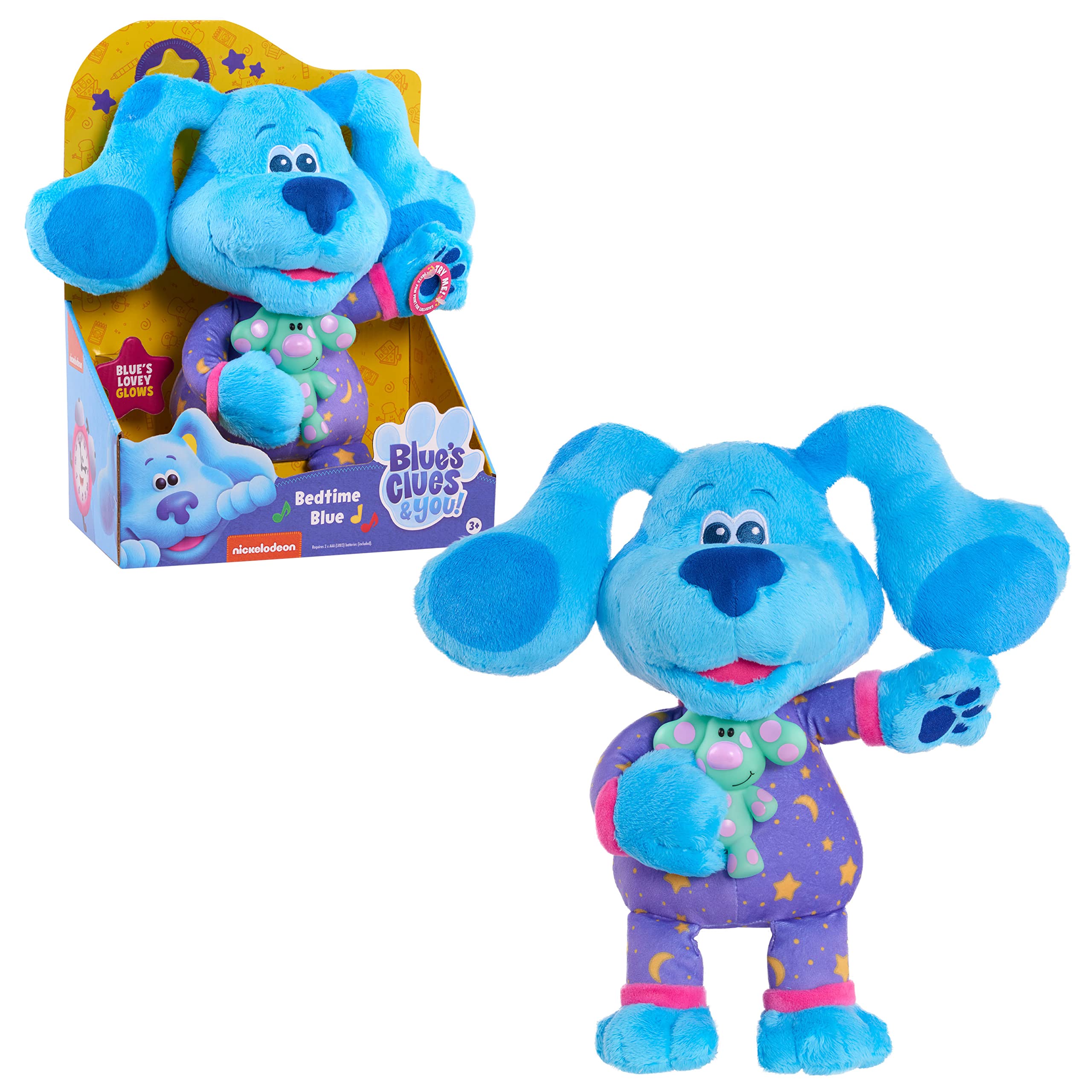 Blue’s Clues & You! Bedtime Blue 13-Inch Plush, Light-Up and Musical Stuffed Animal, Dog, Kids Toys for Ages 3 Up by Just Pla
