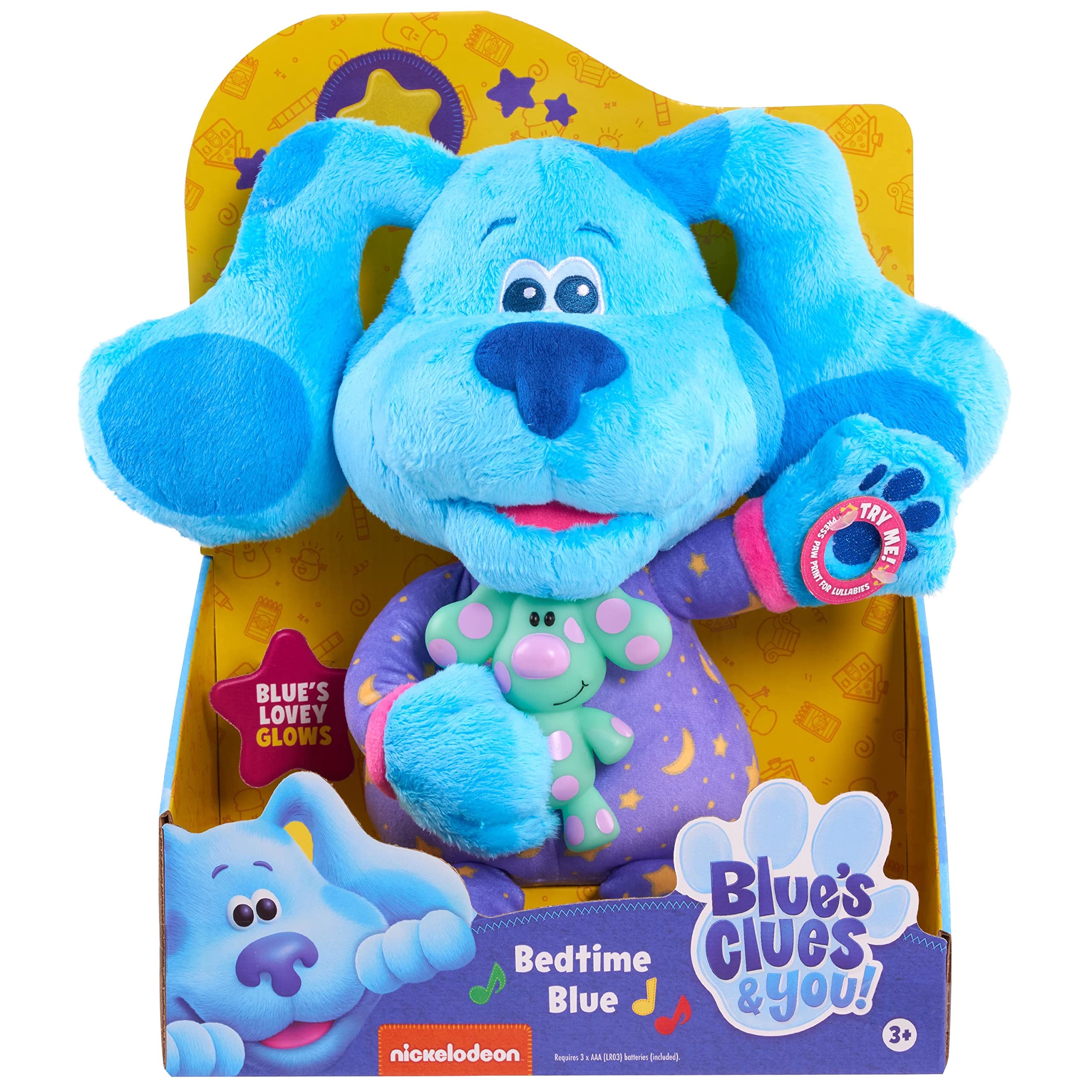 Blue’s Clues & You! Bedtime Blue 13-Inch Plush, Light-Up and Musical Stuffed Animal, Dog, Kids Toys for Ages 3 Up by Just Pla