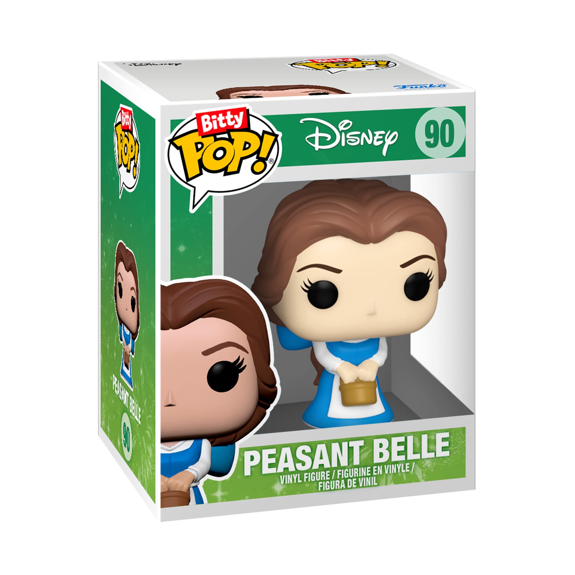Funko Bitty Pop! Disney Princesses - 4-Pack - Peasant Belle, Pocahontas, Jasmine and A Surprise Mystery Mini Figure - 0.9 Inch (2.2 Cm) Collectable - Stackable Display Shelf Included - Gift Idea