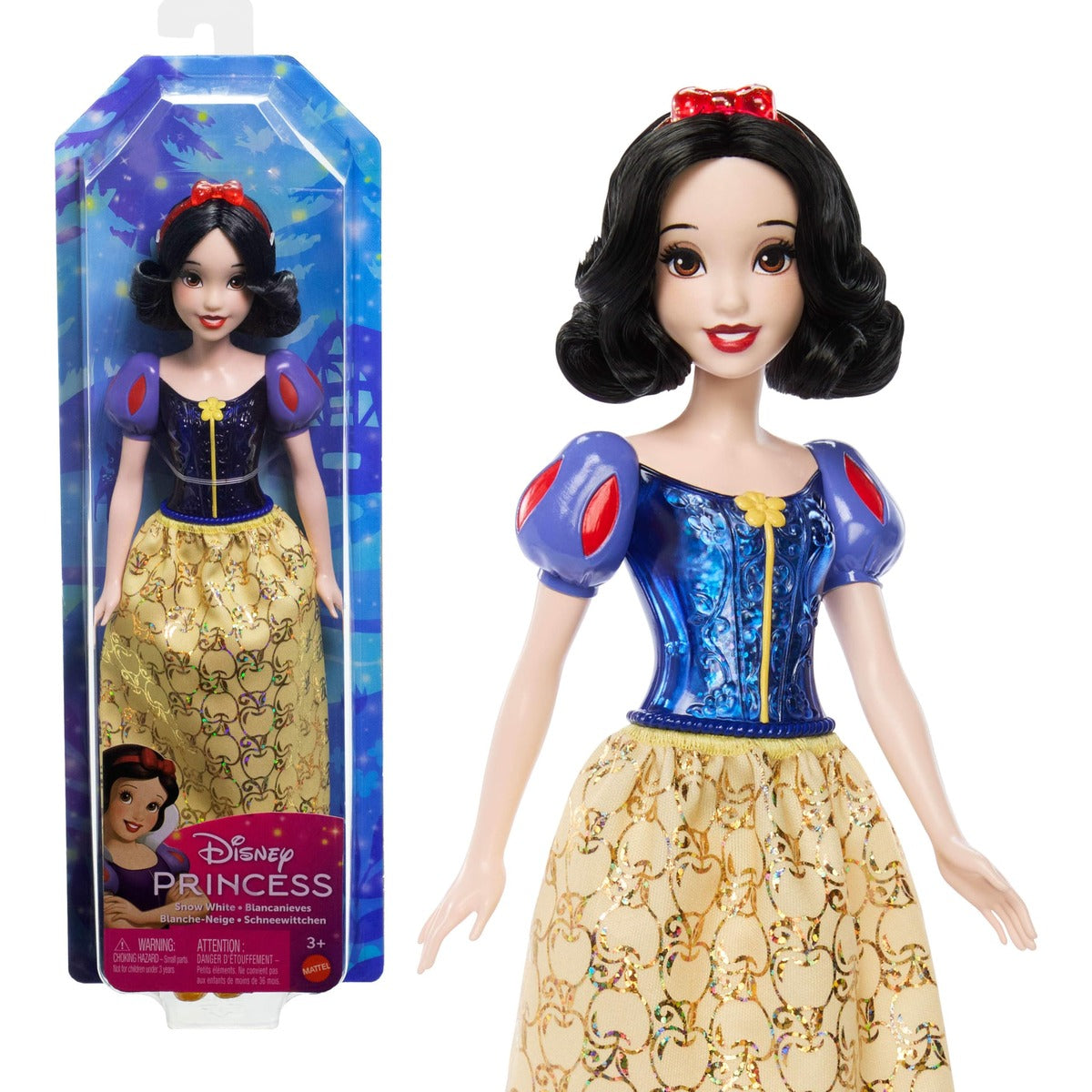 Mattel Disney Princess Snow White Doll in Sparkling Fashion with Removable Skirt, Hairband and Shoes, Posable & Collectible, Inspired by Movie