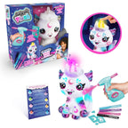 Canal Toys - Airbrush Plush - Customisable Cosmic Unicorn Soft Toy with Luminous Horn - with Prediction Card, Markers and Ste