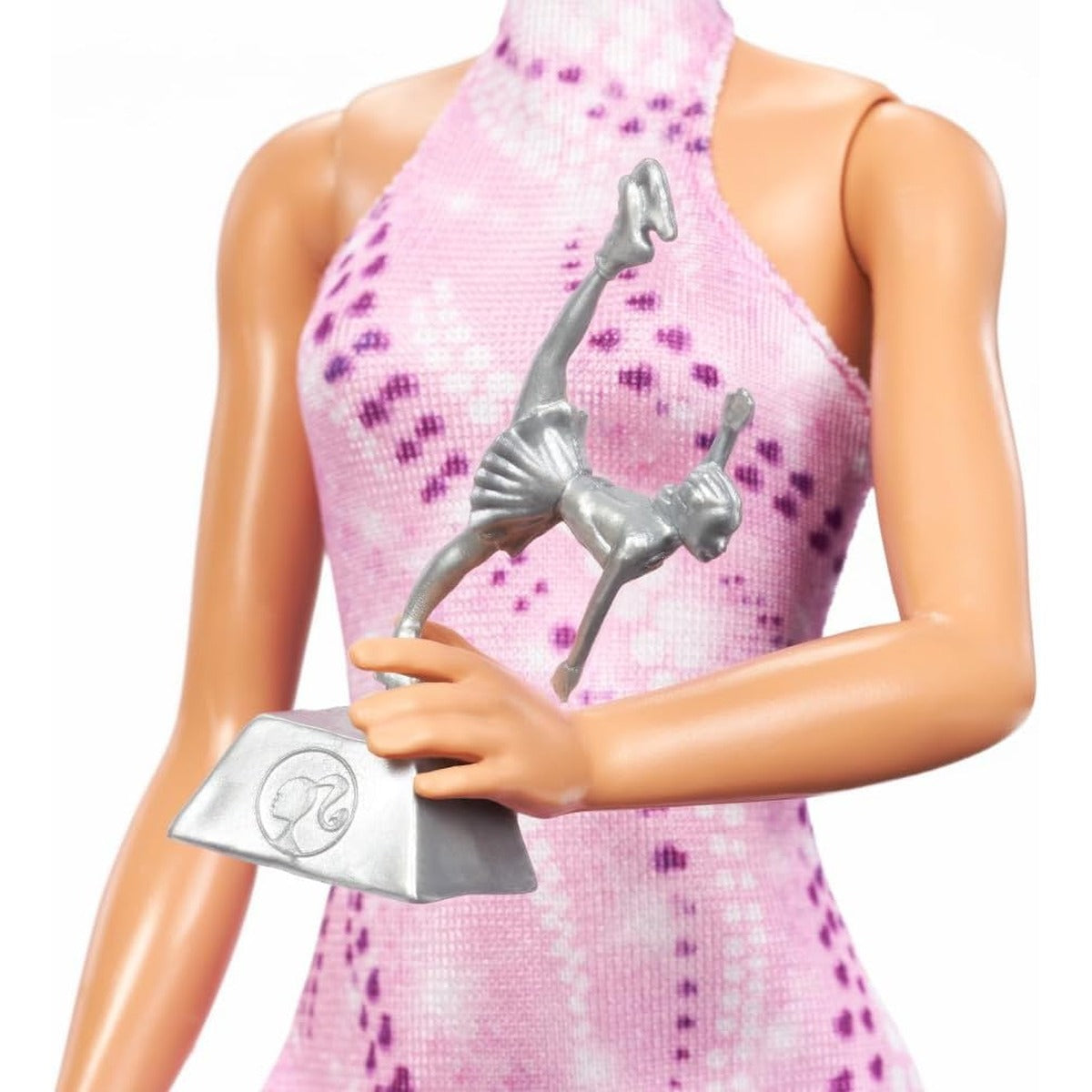 Barbie Careers Fashion Doll & Accessories, Brunette Ice Skater in Removable Pink Outfit with Ice Skates & Trophy