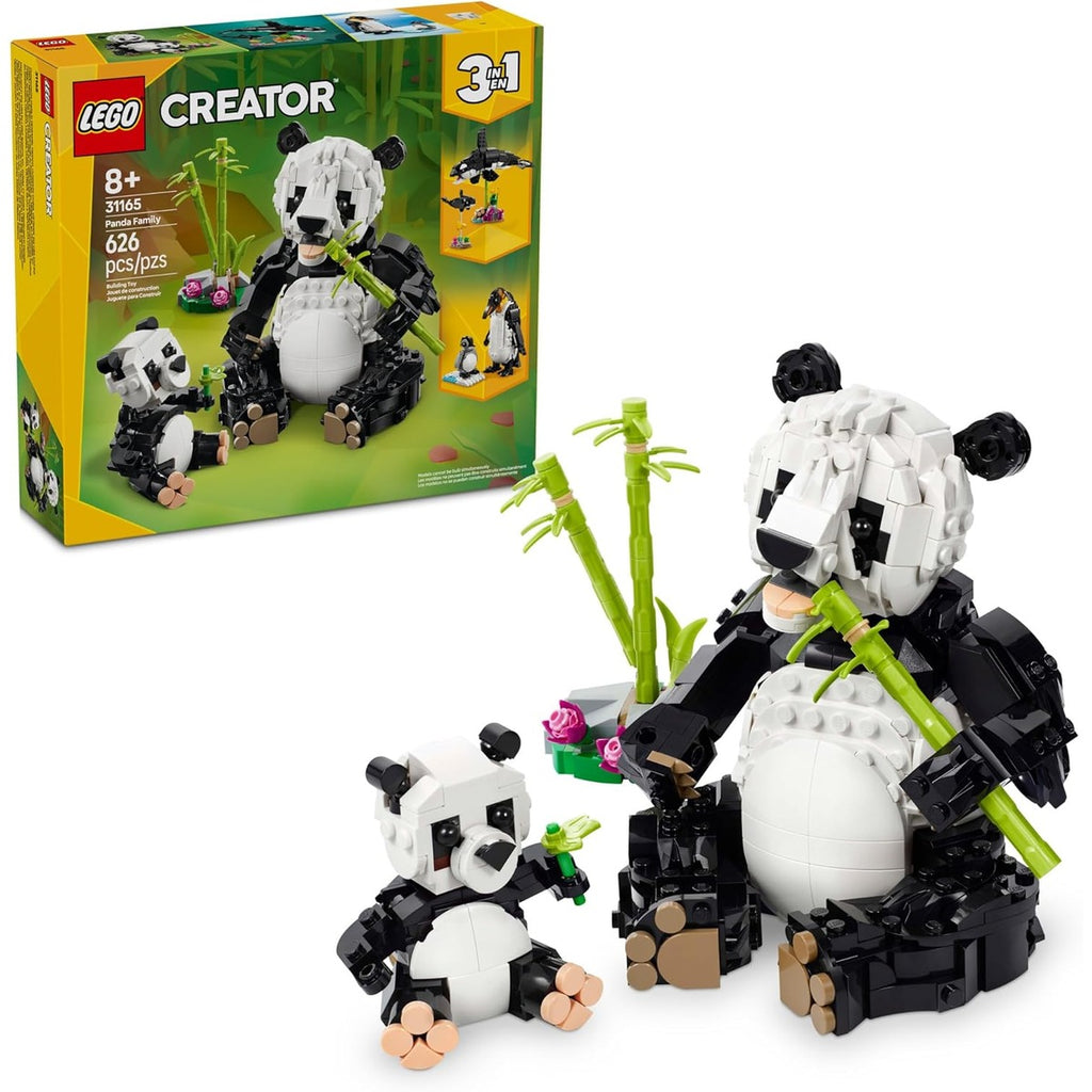LEGO Creator 3 in 1 Wild Animals Panda Family - Building Toy Kit for Kids with 3 Building Options, Panda, Penguin, or Orca - 8 Year Old Girl &amp; Boy Birthday Gifts - 31165
