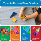 PicassoTiles 80pc Mini Travel Size Magnetic Tiles Building Blocks