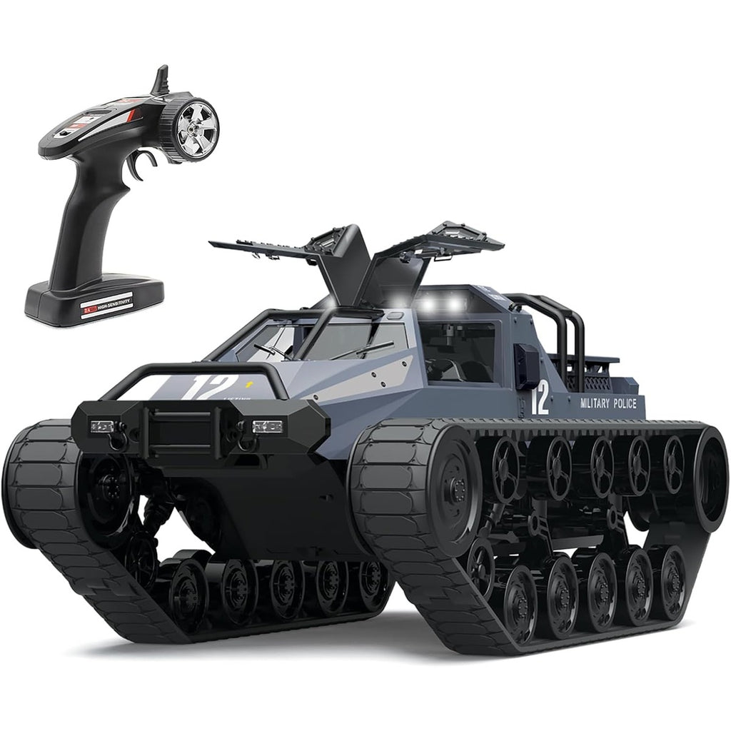Mostop Remote Control Crawler High Speed Tank Off-Road 4WD RC Car 2.4 Ghz RC Army Truck 1/12 Drift Tank RC Tank for Kids Adults