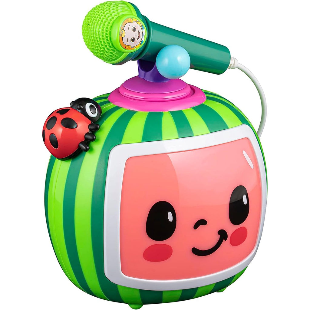 eKids Cocomelon Toy Karaoke Machine for Kids with Microphone and Musical Activators, Includes Night Light with Sleep Sounds and Lullabies for Toddlers, Green