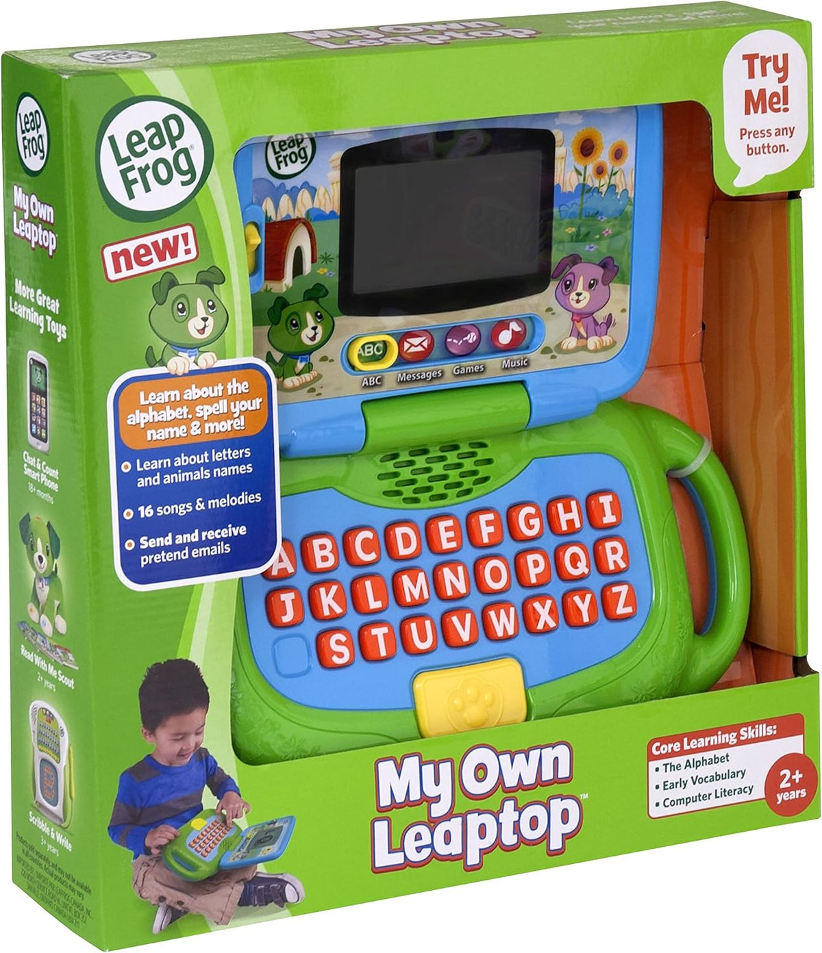 LeapFrog Scout My Own Leaptop (Green), Interactive Learning Laptop, Teaches Letters