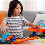 Hot Wheels City Toy Car Track Set, Transforming Stunt Garage Playset & 1