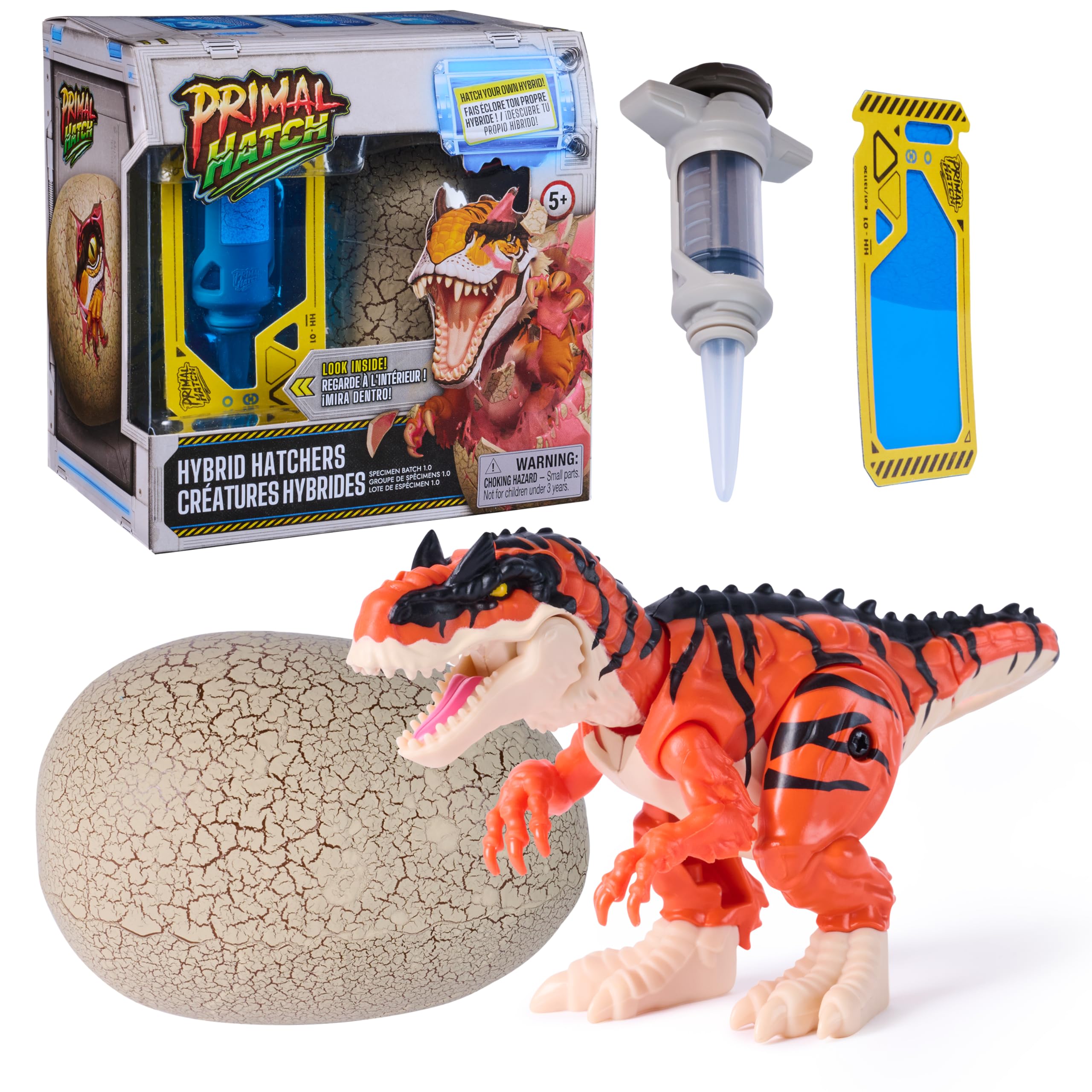 Primal Hatch - Secret Hatch Hybrid Dino - Hatching Dinosaur Egg - Collectable Hybrid Dinosaur Figure - 2 Accessories Included - Kids Toy Age 5+ - Random Model