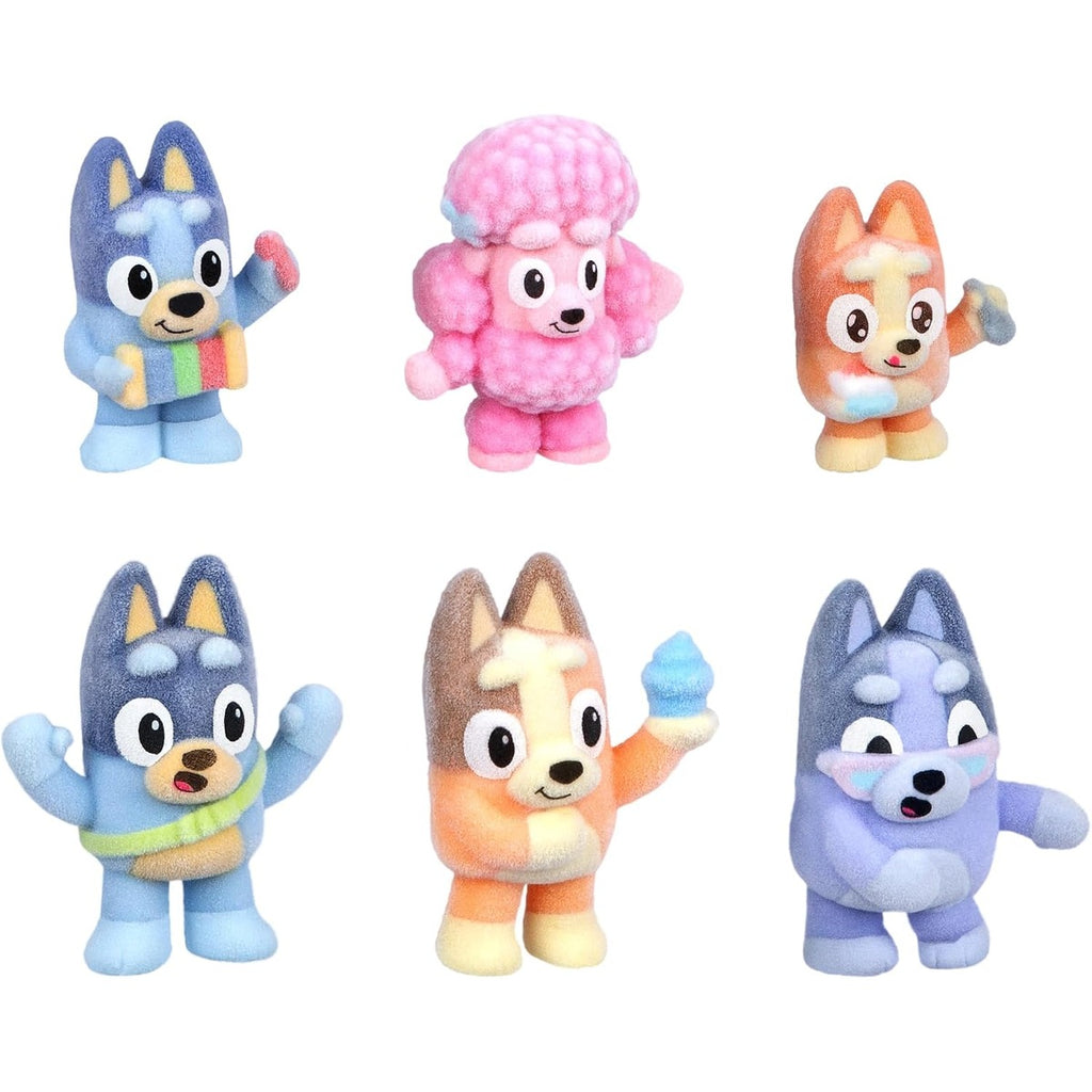 Bluey Fuzzies Deluxe Figure Pack. with 6 Specially Flocked Collectible Mini