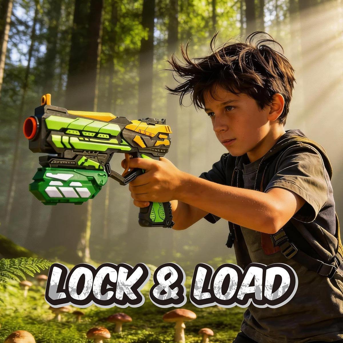 Hip Shot Lock & Load Compact Dart Handgun for Kids, Includes 6 Darts, Quick Reload
