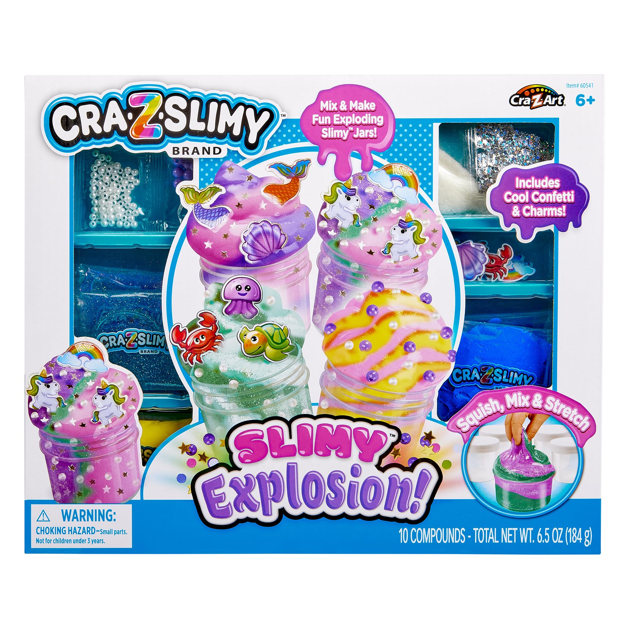 CRA-Z-Slimy DIY Slime Kit for Girls - Sparkle Fantasy Theme with Unicorns, Mermaids, & More, Scented Butter & Glitter Slimes, Arts & Crafts Gift for Kids 6+ Slimy Explosion