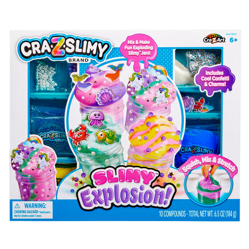 CRA-Z-Slimy DIY Slime Kit for Girls - Sparkle Fantasy Theme with Unicorns, Mermaids, & More, Scented Butter & Glitter Slimes, Arts & Crafts Gift for Kids 6+ Slimy Explosion