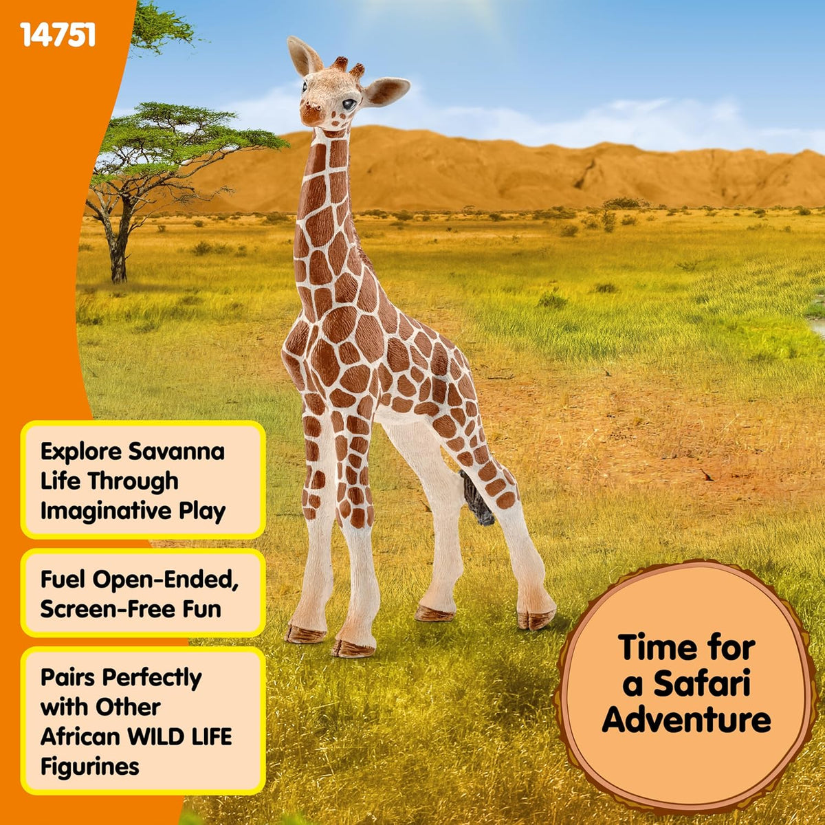 Schleich Wild Life Giraffe Calf Animal Figurine - Realistic and Highly Detailed Baby Giraffe Toy Figure, Fun and Educational Play for Boys and Girls, Gift for Kids Ages 3+