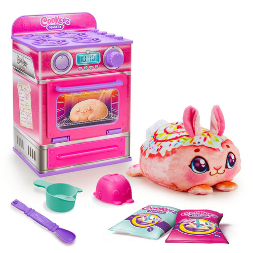 Cookeez Makery Cinnamon Treatz Oven – Interactive Bake & Reveal Oven Playset with Mystery Scented Plush (Cinnamon Pooch, Fondant Feline, or Strawberry Swirl), Mixing Tools, Dough, & Accessories, 5+ Cinnamon Treatz Oven Playset (Electric Plush)