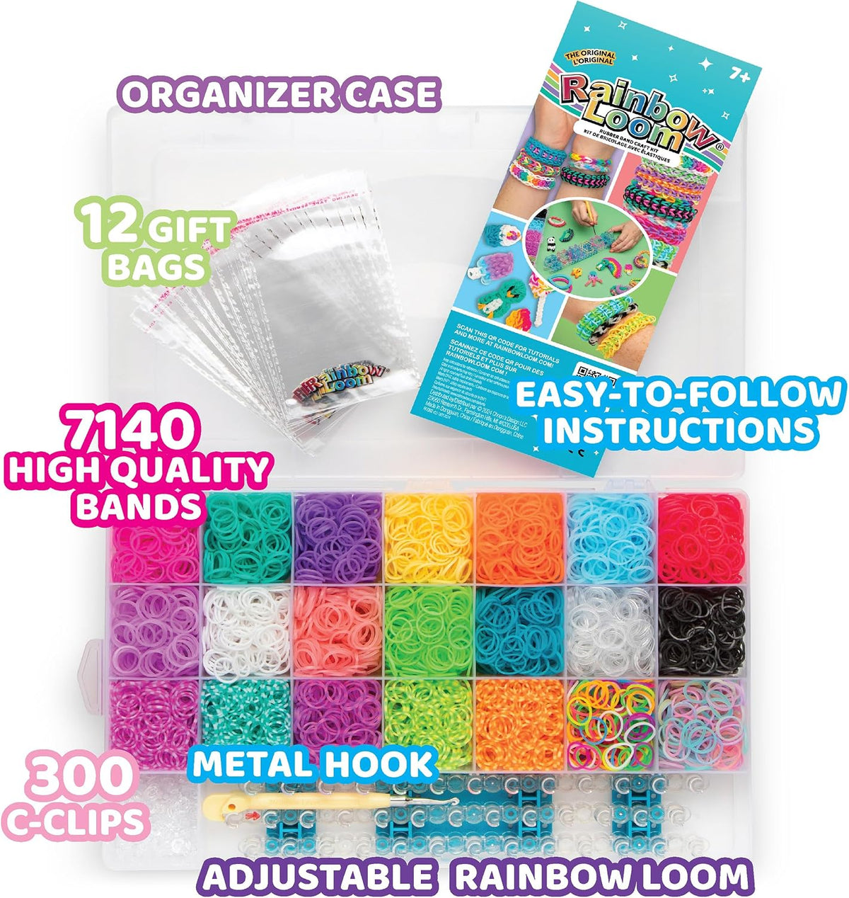 Rainbow Loom® MEGA Combo Set, Features 7000+ Colorful Rubber Bands, 2 Step-by-Step