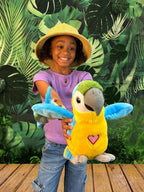Blue Parrot - Interactive Talking Plush Bird Toy for Kids Repeats Words Sings and Flaps Wings Rechargeable Educational