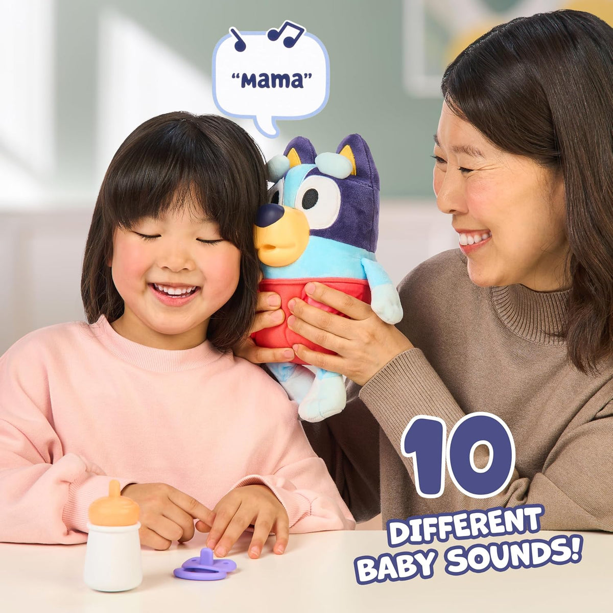 Bluey Baby verwöhnt und pflegt, füttert und beruhigt Baby, elektronisches Plüschtier 28