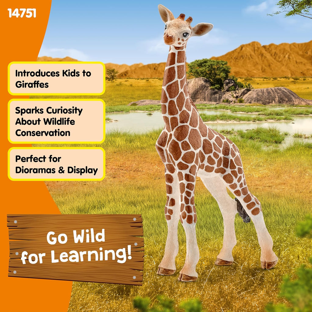 Schleich Wild Life Giraffe Calf Animal Figurine - Realistic and Highly Detailed Baby Giraffe Toy Figure, Fun and Educational Play for Boys and Girls, Gift for Kids Ages 3+