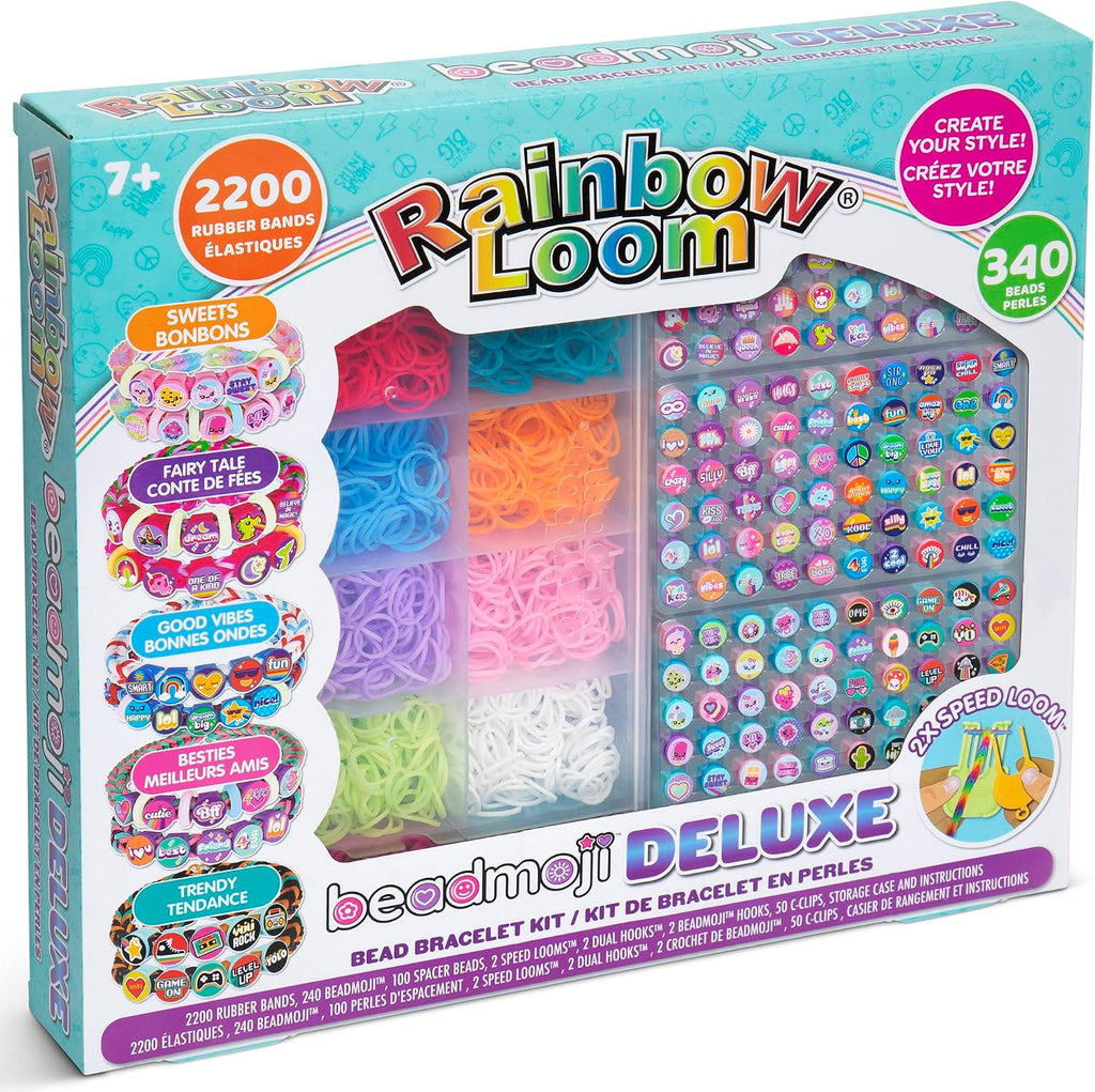 Rainbow Loom: Beadmoji Deluxe - DIY Rubber Band & Bead Bracelet Kit - Includes 2200 Bands