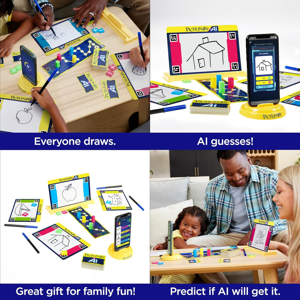 Mattel Games Pictionary Vs. AI Family Game for Game Nights with Kids, Adults & Families Using Artificial Intelligence