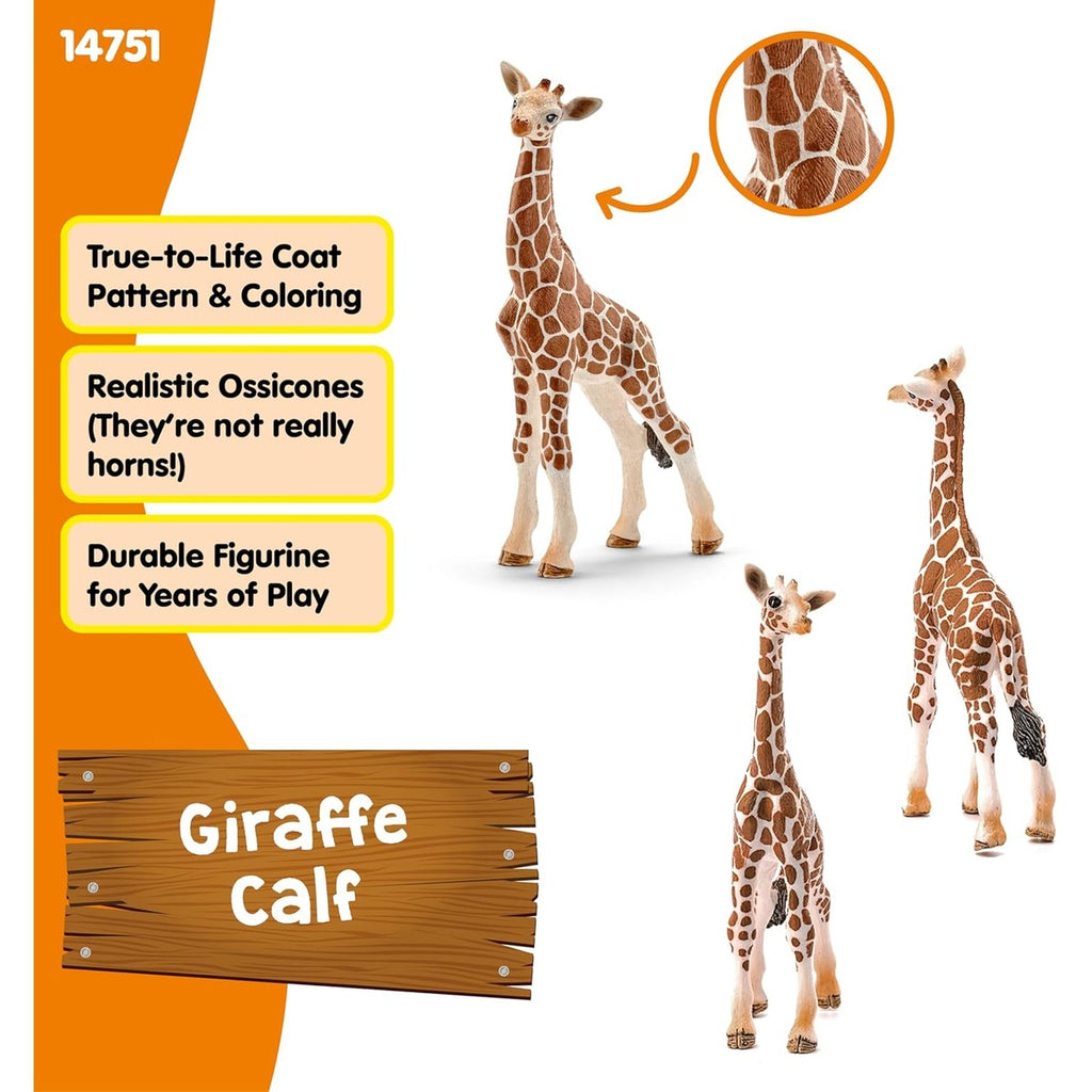 Schleich Wild Life Giraffe Calf Animal Figurine - Realistic and Highly Detailed Baby Giraffe Toy Figure, Fun and Educational Play for Boys and Girls, Gift for Kids Ages 3+