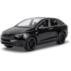 1:28 Scale Electric SUV Car Model Car with Open Up Rear Doors Special Display Base Light and Sound (Black)