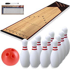 Mini Kids Bowling Set - Bowling Pins & Ball Game Set - Full Bowling Alley Games Toys & Score Cardfor Kid Age 5+ & Adult - Home Indoor Outdoor Backyard Lawn Yard (10 Pins, 1 Ball, 1 Lane Mat)