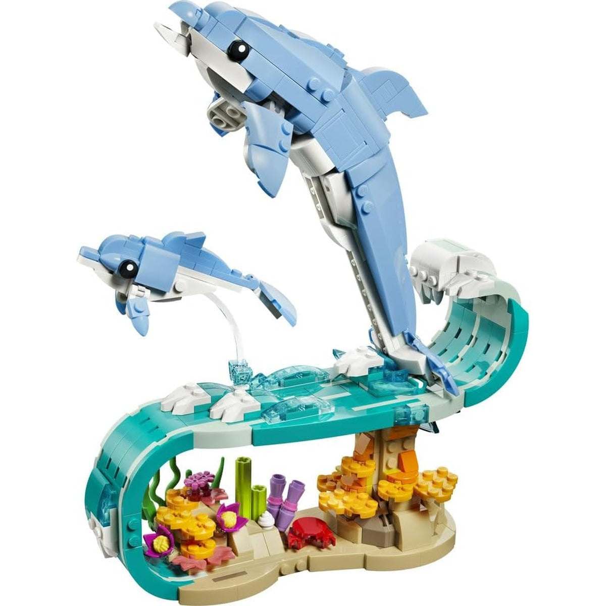LEGO Creator 3in1 Sea Animals: Beautiful Dolphins Toy - Sea Animal Figure Transforms into a Seahorse or Crab - DIY Room