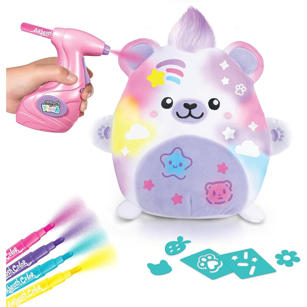 Amazon.com: Canal Toys Airbrush Plush Kawaii Squish Bear: Includes Plush Bear, Airbrush Set and Stick on Stencils; Color and wash and Repeat; Create Your own Style : Toys & Games