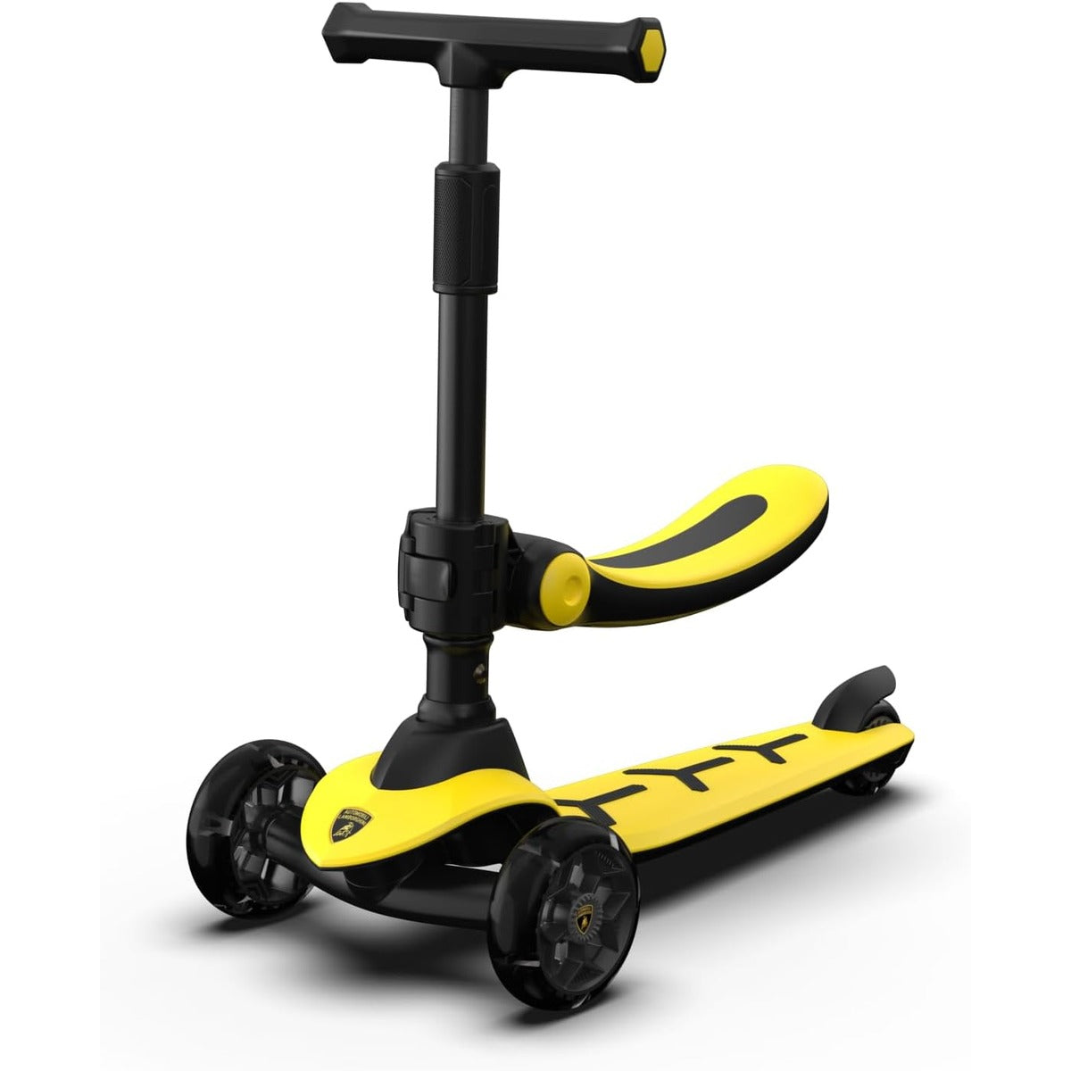 Lamborghini Swing Car Lamborghini Yellow Scooter with seat for Kids Ages 3-8, 3 Wheel Scooter for Kids with Adjustable Height